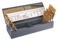 CHICAGO-LATROBE Jobber Length Drill Bit Set: 115 Pc, 1/16" to 1/2" by 64ths, #60 to #1, A to Z (MPN 41804). Key specifications — attr1236168: Metal Index; attr1236199: NAS 907 Type B.