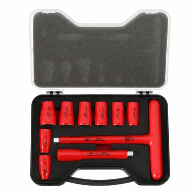 WIHA Socket Wrench Set: 3/8 in Drive Size, 10 Pieces - SAE Insulated Socket Sets