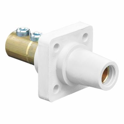 LEVITON Single Pole Receptacle: White, Straight Taper Nose Mating, Double Set Screw Termination - Receptacles with Set Screw Terminations