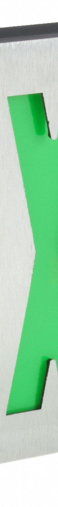 Exit Sign: Emergency Battery Backup, LED, Black, Green, 1 Faces, Ceiling, Nickel Cadmium (MPN LE S 1 G EL N SD). Key specifications — Voltage: 120/277 V AC; Directional Indicators: Universal Field Selectable Chevrons; Text Color: Green; Brand: LITHONIA LIGHTING; Emergency Battery Backup: Yes; Housing Color: Black; Lighting Technology: LED; Self Diagnostics: Yes.