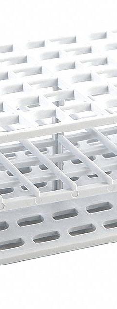 Tube Rack: 2 3/8 in Overall Wd, 8 in Overall Ht, 4 1/8 in Overall Lg, POM, White, (72) Wells (MPN HS27511A). Key specifications — Material: POM; Mounting Location: Benchtop; Color: White; Product Type: Test Tube Rack; Total Holding Capacity: (72) Wells; Brand: HEATHROW SCIENTIFIC.