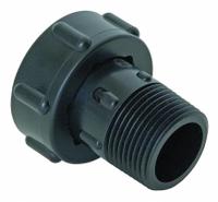 HYDRORAIN Adapter: 1" MIPT, PVC, 350 psi Max Working Pressure, 2.25 in Wd, 2.25 in Ht (MPN 03105). Key specifications — Connection: 1" MIPT; Material: PVC; Product Type: Adapter.