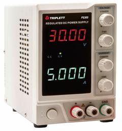 TRIPLETT DC Power Supply: Digital DC, 8.3 in H x 4.1 in W x 6.1 in D, 2 Displays, Not Certified, LED (MPN PS305). Key specifications — Line Regulation Current: Less Than 0.1% + 3 mA; Load Regulation Voltage: Less Than 0.01% + 5 mV; Calibration Certificate Type: Not Certified; Manufacturer Part Number: PS305; Brand: TRIPLETT; Includes: AC Power Cord; Line Regulation Voltage: Less Than 0.01% + 3mV; Load Regulation Current: Less Than 0.1% + 10mA.