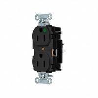 HUBBELL Receptacle: Hospital Grade, Duplex, 5-15R, Black, 125V AC, 15 A, 2 Pole / 3 Wire (MPN 8200STBK)