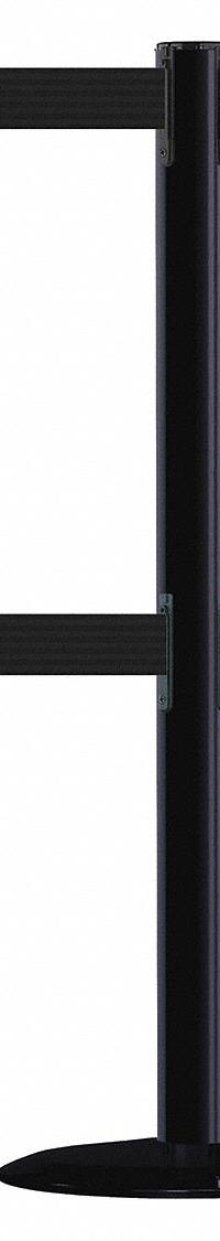 TENSABARRIER Barrier Post with Belt: Black, No Pattern, No Legend, 7 1/2 ft Belt Lg, Black (MPN 889T2B-33-33-STD-NO-B9X-C). Key specifications — Base Material: Cast Iron; Belt Color: Black; Brand: TENSABARRIER; Post Material: Metal Alloy; Post Color: Black; Message: No Legend.