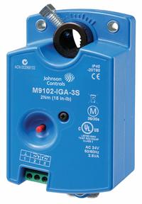 Actuator: Dampers/VAV Boxes/Zone Valves, Floating Point with Timeout/On/Off, Non-Spring Return (MPN M9104-IGA-3S). Key specifications — Manufacturer Part Number: M9104-IGA-3S; Shaft Rotation: CW/CCW; Stroke Degree: 93°; Input Voltage: 24V AC; Brand: JOHNSON CONTROLS; For Use With Building Automation Systems: Building Automation System Compatible; Electrical Connection Type: Screw Terminals; Auxiliary Switch Included: No.