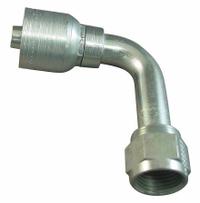 AEROQUIP Hydraulic Crimp Fitting: Steel x Steel, 90° Elbow, -6 For Hose Dash Size, JIC x Crimp (MPN 1AA6FJC6). Key specifications — Fitting Gender: Female x Genderless; Fitting Connection Type: JIC x Crimp; Thread Size: 9/16"-18; For Hose Dash Size: -6; Brand: AEROQUIP.