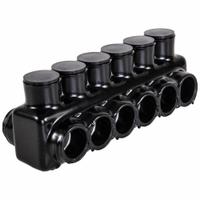 POLARIS Multitap Connector: 6 Port, Double-Sided Entry, 6 AWG – 250 kcmil Wire Size, Black (MPN IPLD250-6B). Key specifications — Body Material: Aluminum; Brand: POLARIS.