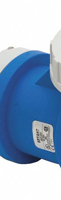 BRYANT Pin and Sleeve Connector: Blue, 120/208V AC, Three Phase, 60 A, 4 Pole, 5 Wire, IEC Grounding (MPN BRY560C9W). Key specifications — Brand: BRYANT.
