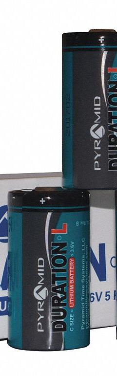 PYRAMID Battery: C Battery Size, Lithium, 8,500 mAh Capacity, 3.6V DC, 5 PK (MPN 42224-5). Key specifications — Battery Chemistry: Lithium; Brand: PYRAMID.