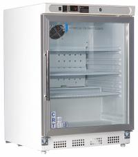 Controlled Room Temperature Cabinet: 115 V, 20°C to 25°C, 23 3/4 in Overall Wd, 25 1/2 in Overall Dp (MPN CRT-ABT-HC-UCBI-0404G). Key specifications — Brand: AMERICAN BIOTECH SUPPLY; Voltage: 115 V; Includes: (3) Shelves; Door Hinge: Right Hinge.