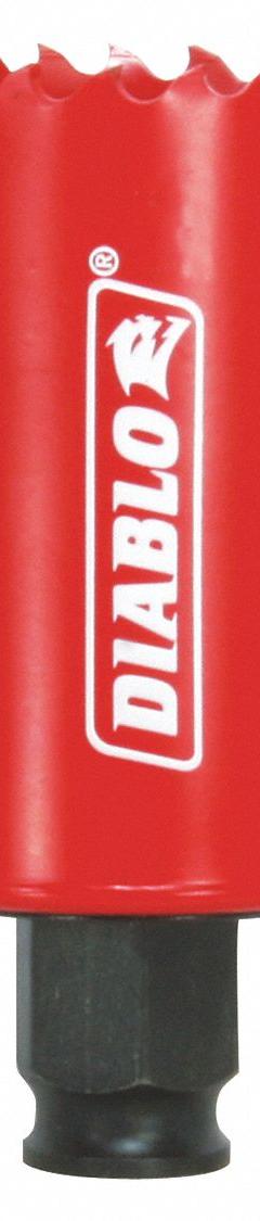 DIABLO Hole Saw: 1 7/8 in Saw Dia., 4 Teeth per Inch, 2 3/8 in Max. Cutting Dp, Bi-Metal (MPN DHS1875). Key specifications — attr1098070: 4; attr1098087: DIABLO; attr1098073: Snap-Lock Plus™.