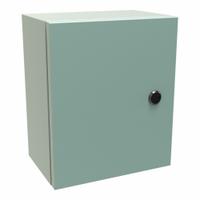HAMMOND Electrical Enclosure: Steel, 12 in x 10 in x 6 in, NEMA 12/3R/4, Solid Cover, Hinged (MPN EN4SD12106GY). Key specifications — Closure Method: 1/4-Turn Latch; Brand: HAMMOND; Knockouts: Not Included.