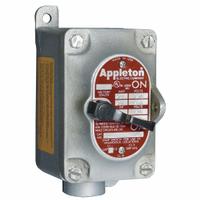 APPLETON ELECTRIC Motor Switch: 1 Gang, 3 Poles, 30 A, 1 in Hub Dia, Dead End, Factory Sealed (MPN EDS31MC3). Key specifications — Brand: APPLETON ELECTRIC; Factory Sealed: Yes.