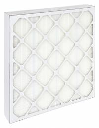 GRAINGER Minipleat Air Filter: 24 in x 24 in x 4 in, Fiberglass, Beverage Board, No Header, MERV 14 (MPN 6B590). Key specifications — Brand: GRAINGER; Frame or Header Material: Beverage Board; Media Material: Fiberglass.