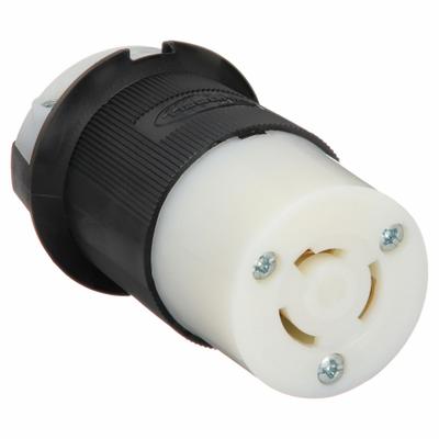 HUBBELL Locking Connector: Non-NEMA, Black/White, 125/250V AC, 20 A Current Rating - General Purpose Connectors