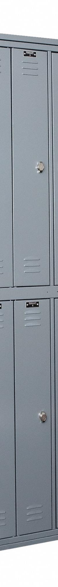 HALLOWELL Locker: 32 5/8 in x 21 in x 84 in, 8 Tiers, 1 Units Wide, Dark Gray, # Plate Included (MPN HUE214-8P-HG). Key specifications — Brand: HALLOWELL; Locker Color: Dark Gray; Assembled: Assembled; Number Plate Included: Yes.