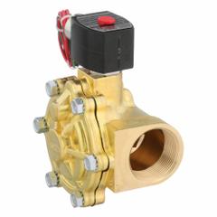 REDHAT Solenoid Valve: 2-Way, Normally Closed, 1 1/2 in Pipe Size, 110V AC/120V AC, High Flow (MPN EF8210G022). Key specifications — Pipe Size: 1-1/2 in; Voltage: 120V AC; Brand: REDHAT; Coil Enclosure: Watertight.