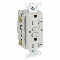 HUBBELL GFCI Receptacle: Duplex, 5-20, Gray, GFCI, 125V AC, 20 A, 2 Pole / 3 Wire (MPN GFRTR20GRY)