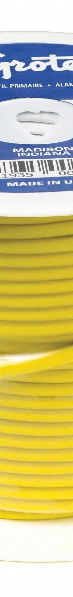 GROTE Automotive Cable: GXL, 100 ft, 1 Conductor, 12 AWG, Yellow, 60 V Volt (MPN 87-6211). Key specifications — Brand: GROTE.