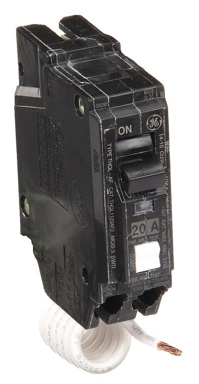 GE Miniature Circuit Breaker: THQL, 20 A, 120/240V AC, Single Phase, 10kA at 120/240V AC - THQP, THQL & THHQL Series, Plug-In GE Miniature Circuit Breakers
