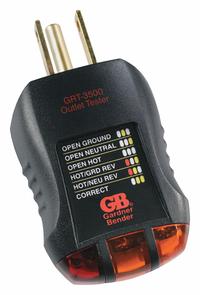 GARDNER BENDER Outlet Tester & Circuit Analyzer,120VAC (MPN GRT-3500). Key specifications — Brand: GARDNER BENDER.