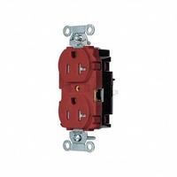 HUBBELL Receptacle: Duplex, 5-20, Red, 125V AC, 20 A, 2 Pole / 3 Wire (MPN BR20STRTR)