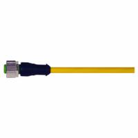 Cordset: M12 Female Straight X Bare Wire, 4 Pins, Yellow, TPE, 10 m Cable Lg, 4 A Max Current (A) (MPN 7700-12221-U041000). Key specifications — Cable Jacket Color: Yellow; End 1 Gender: Female; End 1 Mounting Orientation: Straight; End 2 Connection Type: Bare Wire; IP Rating: IP65; Brand: MURRELEKTRONIK; Wire Size: 19 AWG/22 AWG; Cable Jacket Material: TPE.