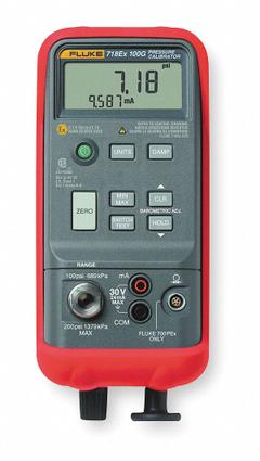 FLUKE Handheld Pressure Calibrator: Fluke-718Ex-300, Included, -12 psi – 300 psi, 0 V DC – 30 V DC. Key specifications — Manufacturer Part Number: Fluke-718Ex-300; Pressure Measuring Units: bar; Brand: FLUKE; Includes: AC72 Test Clips; Pressure Measurement Accuracy: 0.05% Full Scale; Intrinsic Safety: Yes.