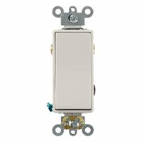 LEVITON Wall Switch: Rocker Switch, 3-Way, Maintained, Light Almond, 120/277V AC, 20 A (MPN 5623-2T). Key specifications — Illuminated: Yes; Voltage Rating: 120/277V AC.