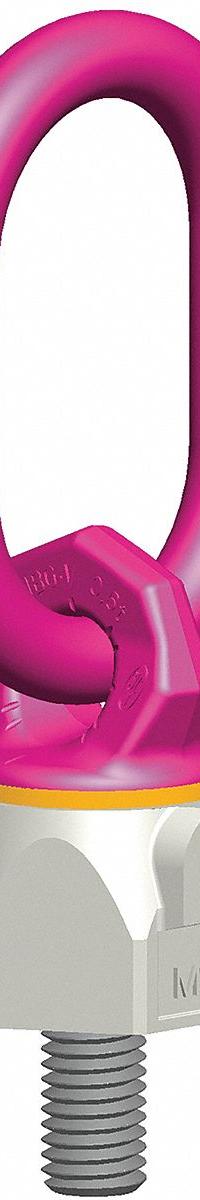 RUD CHAIN Hoist Ring: Pivot/Swivel, Steel w/Pink Powder-Coated Bail, M16-2, Max. 2,860 lb, Lifting (MPN 7100430). Key specifications — Brand: RUD CHAIN; Thread Size: M16-2; Operation: Lifting.