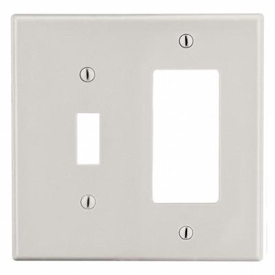 HUBBELL Wall Plate: Combo, 2 Gang, Almond - Combination Wall Plates
