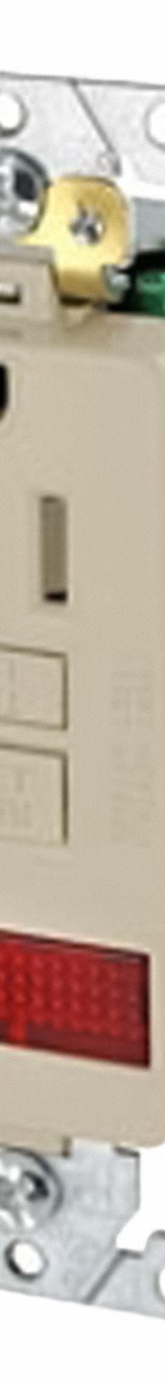 LEVITON GFCI Single Receptacle Outlet: Single, 5-15, Light Almond, GFCI, 125V AC, 15 A_20 A (MPN GFPL1-PLT)