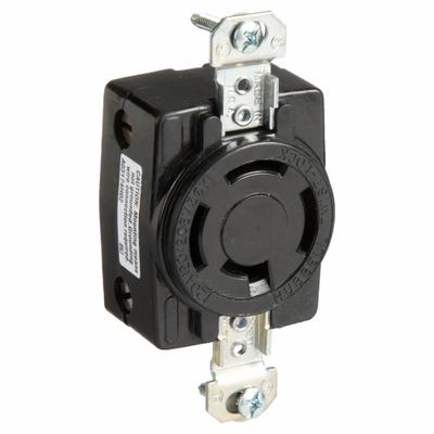 HUBBELL Locking Receptacle: Non-NEMA, Black, 120/208V AC, 20 A Current Rating, 4 Poles - General Purpose Receptacles