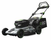 EGO Battery-Powered Lawn Mower Kit: Self-Propelled, 21 in Cutting Wd, Variable Speed Settings, 56 V (MPN LM2142SP). Key specifications — Run Time: 80 min; Battery Platform: 56V ARC Lithium™; Deck Material: Polycarbonate; Brand: EGO; Speed Settings: Variable; Filter - Kit Contents: Battery Included; Power Source: Battery-Powered.