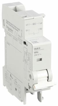 SCHNEIDER Undervoltage Release: Undervoltage Release, Multi 9 Circuit Breakers, 230V AC (MPN M9A26969). Key specifications — For Use With: Multi 9 Circuit Breakers; Voltage: 230V AC; Number of Poles: None; Brand: SCHNEIDER; Accessory Type: Undervoltage Release.