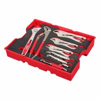 MILWAUKEE Pliers and Wrench Set: 9 Total Pcs, Pliers, SAE, Tray (MPN 48-22-0160). Key specifications — attr538253: MILWAUKEE; attr548973: (2) Straight-Jaw Pliers; attr548974: None; attr548975: None; attr548983: (2) Adjustable Wrenches.