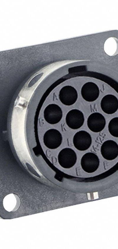 SOURIAU Electrical Connector: Trim Trio UTGX 14, Square Flange Receptacle, 12 Contacts - Trim Trio UTGX Harsh Environment Circular Connectors