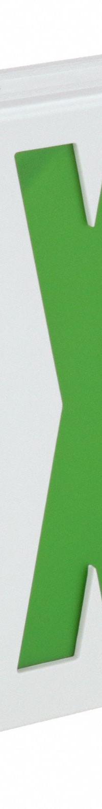 Exit Sign: Emergency Battery Backup, LED, White, Green, 1 or 2 Faces, Ceiling, Nickel Cadmium (MPN CEG). Key specifications — Voltage: 120/277 V AC; Directional Indicators: Universal Field Selectable Chevrons; Text Color: Green; Brand: COMPASS; Emergency Battery Backup: Yes; Housing Color: White; Lighting Technology: LED; Remote Capable: No.