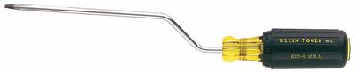 KLEIN TOOLS Offset Slotted Screwdriver: Steel, 1/4 in Tip Size, Long Lg - Offset Slotted Screwdrivers