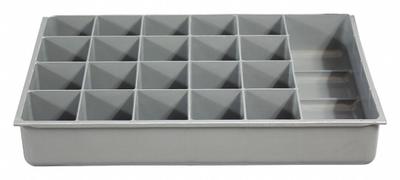 DURHAM MFG Compartment Drawer Insert: 18 in x 12 in x 3 in, 21 Compartments, 0 Dividers - Inserts for Large Compartmented Boxes