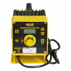 LMI PUMPS Chemical Metering Pump: Solenoid, 115V AC, Acrylic/PP Head, PTFE Diaphragm, 1000:1, FKM (MPN B921-86HV). Key specifications — Brand: LMI PUMPS; Diaphragm Material: PTFE; Reproducibility: ±1.0%; Nameplate Voltage: 115V AC; Check Ball Material: 316 SS; Fitting Material: Acrylic/PP; Seal Material: FKM.