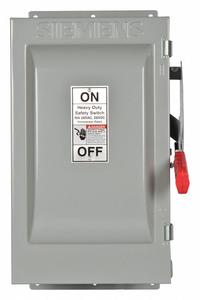 SIEMENS Safety Switch: Fusible, 60 A, Three Phase, 240V AC, Galvanized Steel, Indoor (MPN HF322J). Key specifications — Brand: SIEMENS.