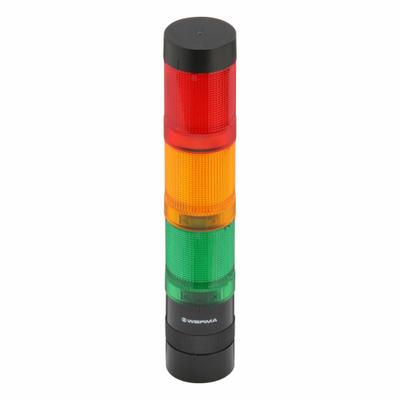 WERMA Tower Light Assembly: 3 Tier, Green/Red/Yellow, No Sounder Tier, 215 mm Overall Ht - Three-Tier Tower Light Assemblies