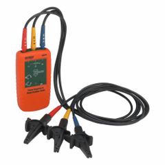 EXTECH Phase Sequence and Motor Rotation Tester: 2 Hz to 400 Hz, 40 V to 600 V, CAT III 600V (MPN 480403). Key specifications — Brand: EXTECH; CAT Safety Rating: CAT III 600V.