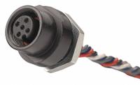 BRAD HARRISON Internal Thread Receptacle: 120070, 1/4"-18 Mounting Thread Size, 1 ft Wire Lg, 5 Pins (MPN 8R5A00A18A120). Key specifications — IP Rating: IP67; Mounting Thread Size: 1/4"-18; Brand: BRAD HARRISON; Mounting Style: Panel; Series: 120070.