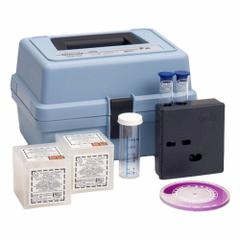 HACH Iron Color Disc Test Kit: Iron, 0 to 0.2 mg/L Fe/0 to 1 mg/L Fe, 0.01 mg/L Fe/0.05 mg/L Fe (MPN 255600). Key specifications — Includes: Reagent; Range: 0 to 0.2 mg/L Fe; Sensitivity: 0.05 mg/L Fe; Test Parameters: Iron.