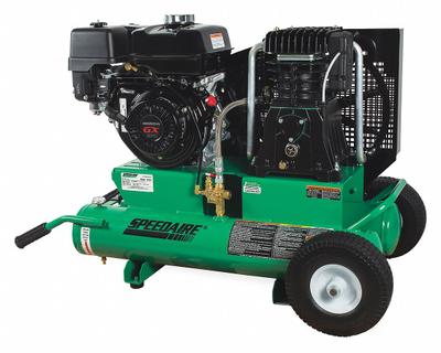 SPEEDAIRE Portable Gas Air Compressor: 2 Stage, 9 hp Engine, Honda, 18.3 cfm @ 90 psi - Wheeled Portable Engine Driven Air Compressors