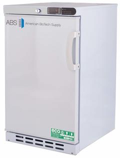AMERICAN BIOTECH SUPPLY Lab Refrigerator: 2.5 cu ft, Undercounter, 1°C to 10°C, 22 3/4 in Overall Dp (MPN ABT-HC-UCBI-0204-LH). Key specifications — Door Opening Style: Left; Color: White; Alarm Type: Temperature; Manufacturer Part Number: ABT-HC-UCBI-0204-LH; Brand: AMERICAN BIOTECH SUPPLY; Product Type: Lab Refrigerator; Door Type: Swing Solid; Refrigerant Type: R-600a.