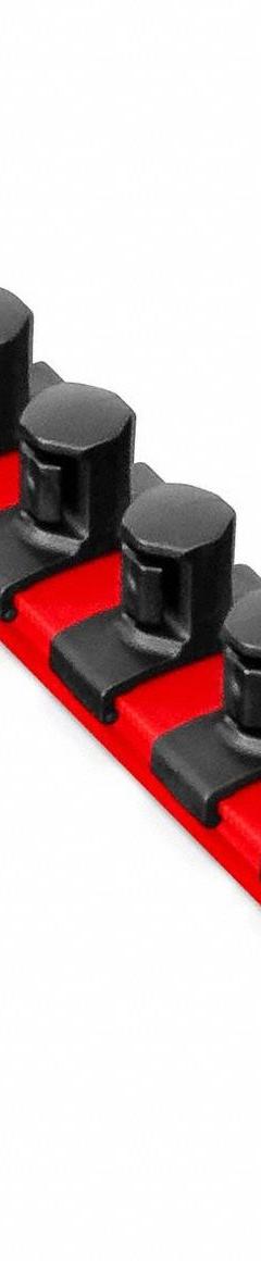ERNST MANUFACTURING Socket Organizer Rail: Red, 1 1/8 in Overall Wd, 7 Posts/Slots, Plastic, Sockets (MPN 8412M). Key specifications — attr1125333: I.D. Stickers; attr1125348: Plastic; attr1125346: ERNST MANUFACTURING; attr1125347: Red; attr1136588: Sockets; attr1125364: Socket Rail.